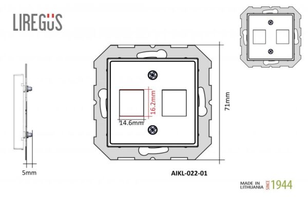 Apdaila 2x“keystone”tipo lizdams, tiesi (su atrama), be rėmelio
