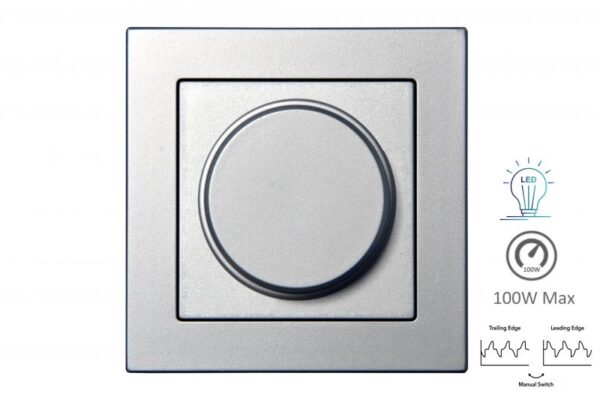 LED šviesos stiprumo reguliatorius "Lead/Trail.edge"switch.3-100W, be rėmelio - Metalik